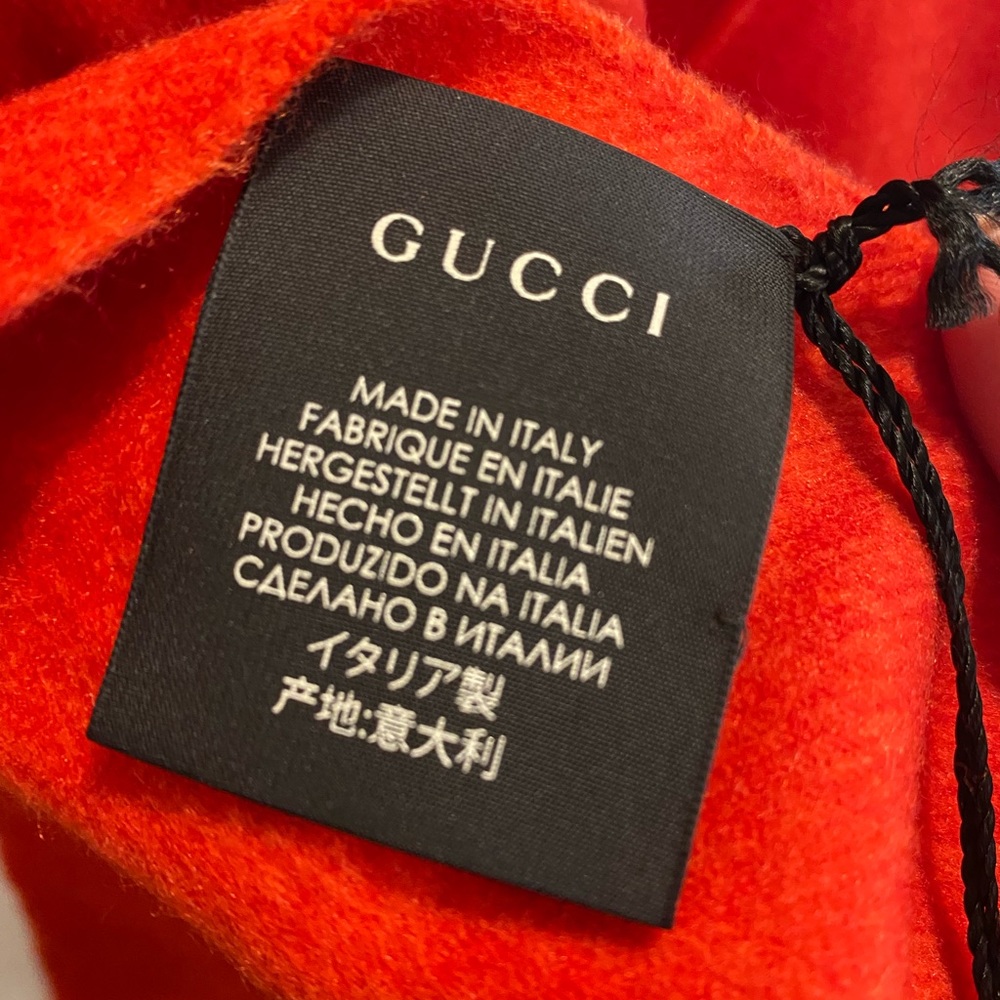 GUCCI Red Silk Cashmere Scarf - Picture 6 of 7